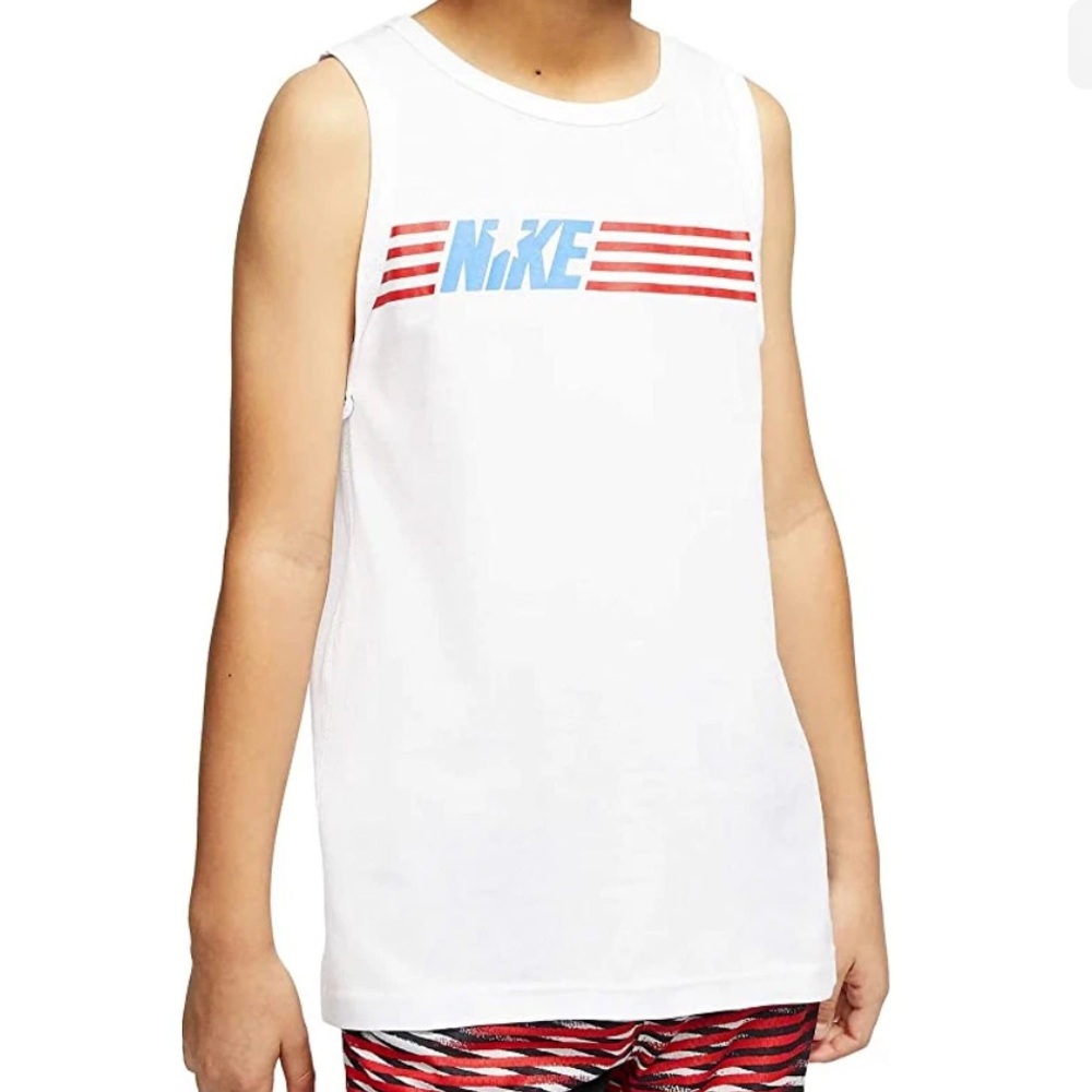 Nike Boys' (Kids) Sportswear White/Red/Blue Americana Tank Top - L   NWT